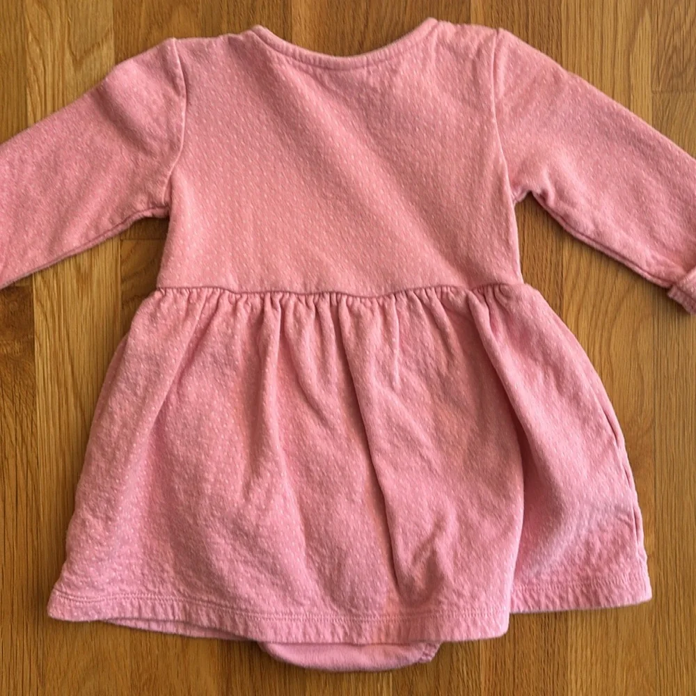 12M Carter's Long Sleeve Pink Polka Dot Bodysuit Dress